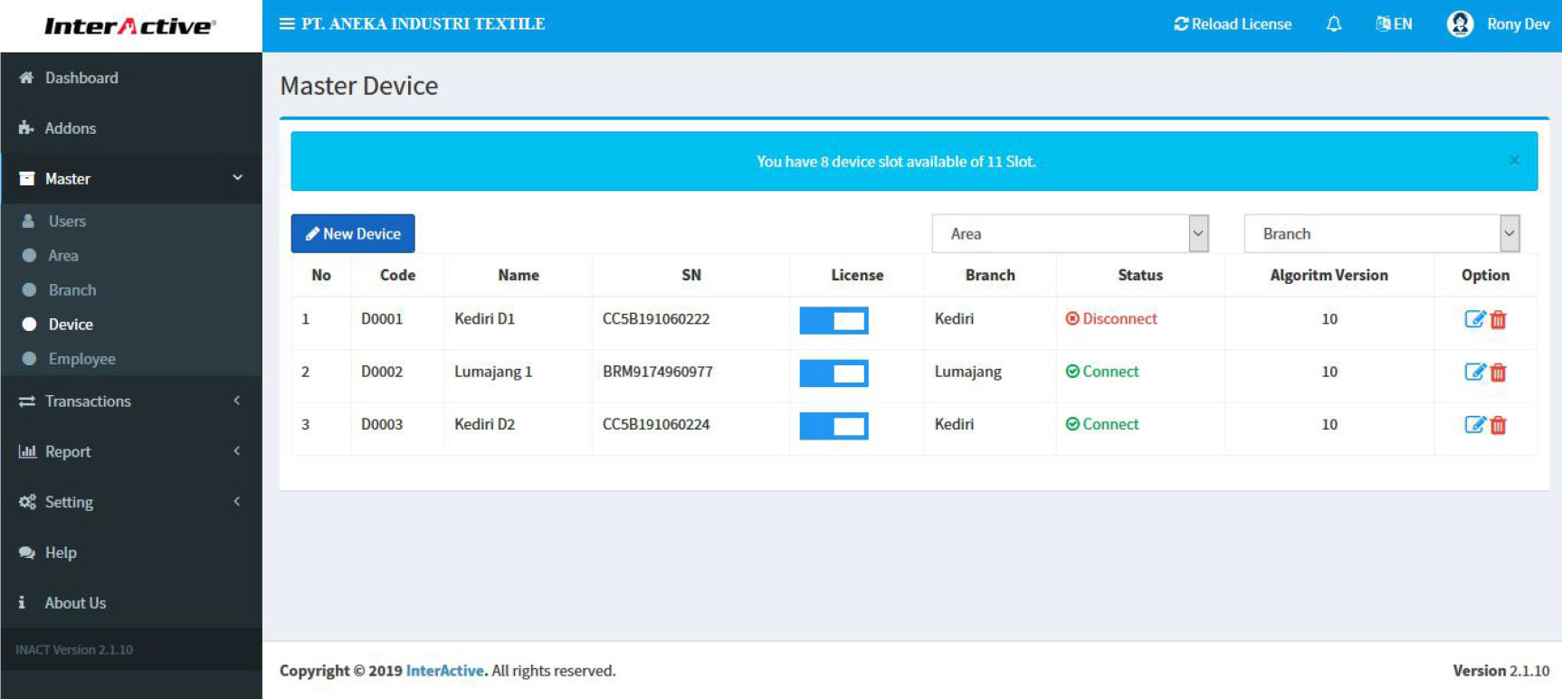 Aplikasi yang menghubungkan device InterActive Fingerprint dengan Software HRIS InterActive InAct