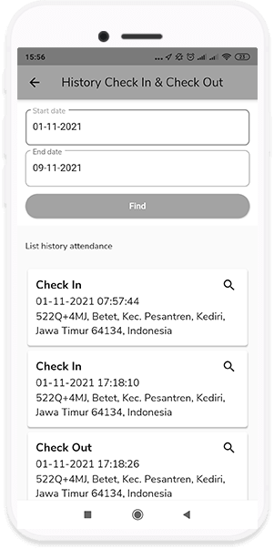 fitur InTrax History Absensi