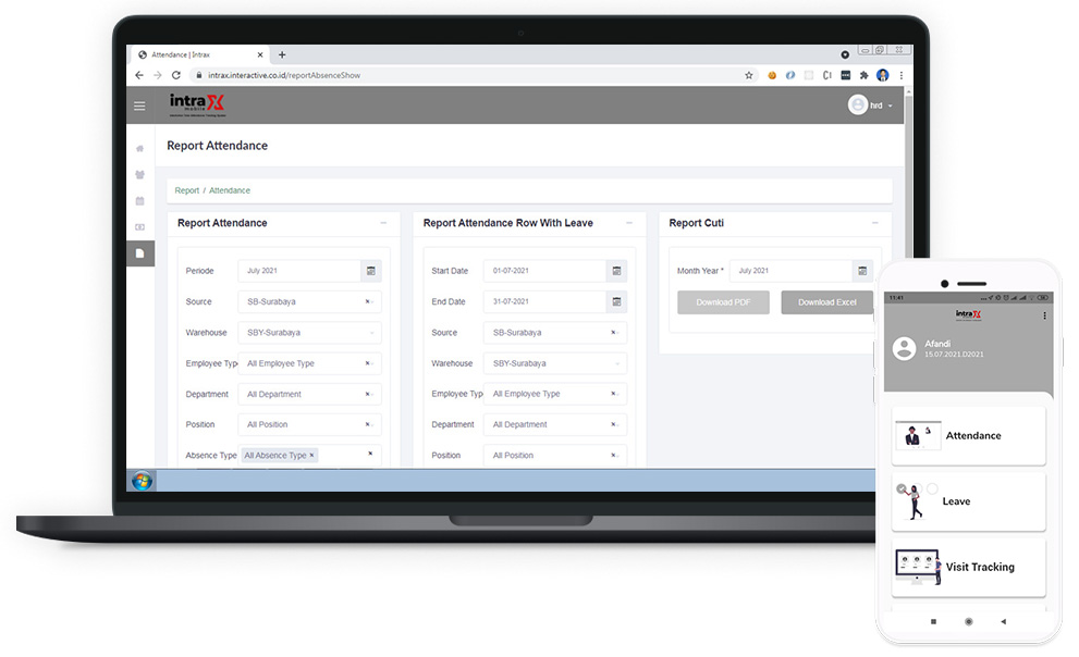 InTrax aplikasi absensi terintegrasi software HRIS